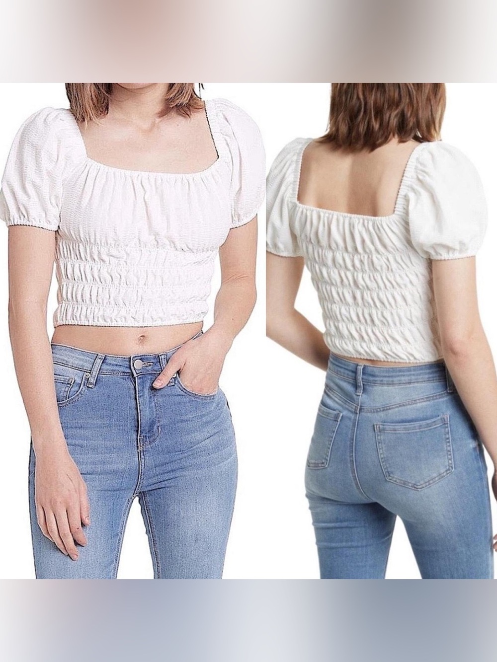 Elodie White Puff Blouse